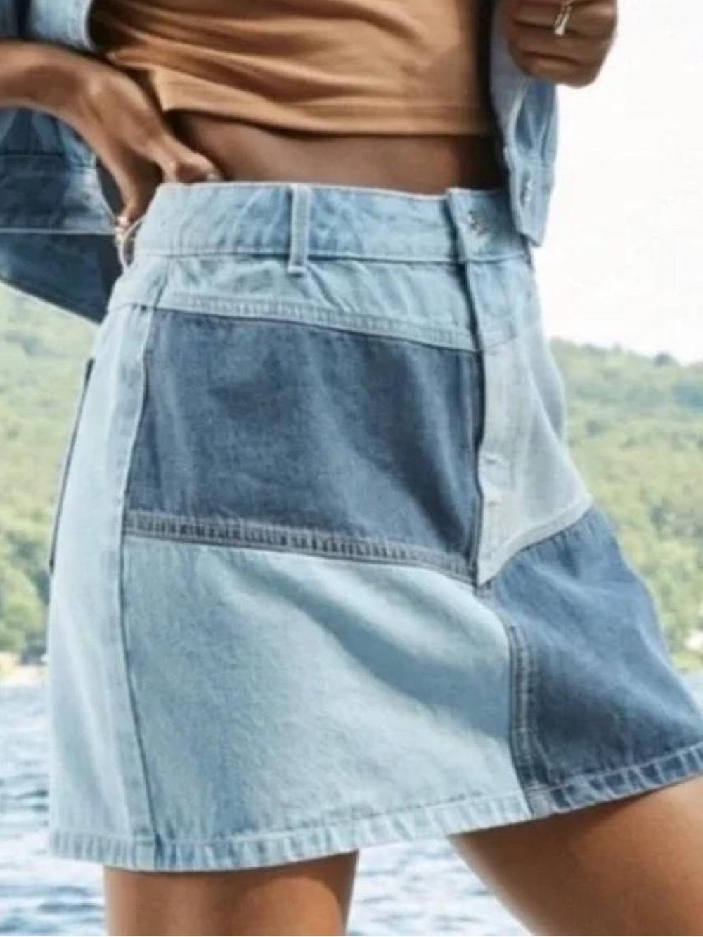 NWT Wild Fable patchwork denim skirt